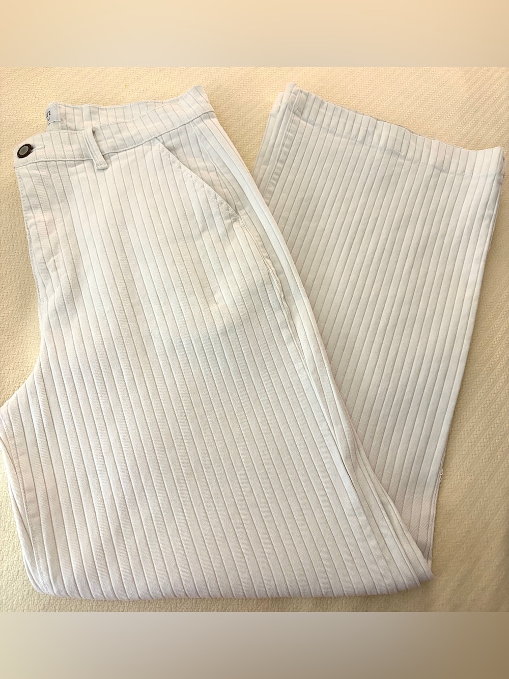 Women’s Curve Appeal Grayish White Corduroy Look Wide leg Pant